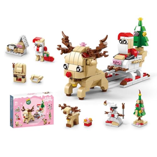 ToyGhillied Weihnachten Baustein Set, Weihnachts Rentier Bausteine Set Weihnachtsmann Zug Rentier Weihnachtsbaum Bausteinspielzeug Weihnachten Bauklötze Dekoration für Xmas Geschenke (296 PCS) von ToyGhillied