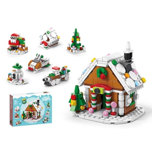 ToyGhillied Weihnachten Haus Modualr Baustein Set, Weihnachts Bausteine Set Weihnachtsmann Zug Schneemann Weihnachtsbaum Bausteinspielzeug Weihnachten Bauklötze Dekoration für Xmas Geschenke (307 PCS) von ToyGhillied