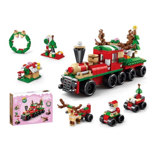 ToyGhillied Weihnachtszug Baustein Set, Weihnachts Bausteine Set Weihnachtsmann Zug Schneemann Weihnachtsbaum Bausteinspielzeug Weihnachten Bauklötze Dekoration für Xmas Geschenke (270 PCS) von ToyGhillied