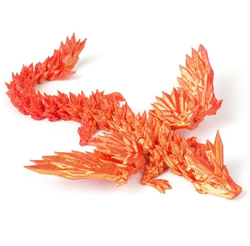 3D-gedruckter Drache mit Flügeln, fliegender Drache, Kristalldrache, Zappelspielzeug, geflügelter Drache für Home Office Decor Executive Desk Toys, Rot von ToySupplyFun