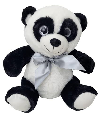 ToyToyToy Plüschtier Panda 30 cm Teddy Pandabär mit Schleife und Glitzeraugen von ToyToyToy