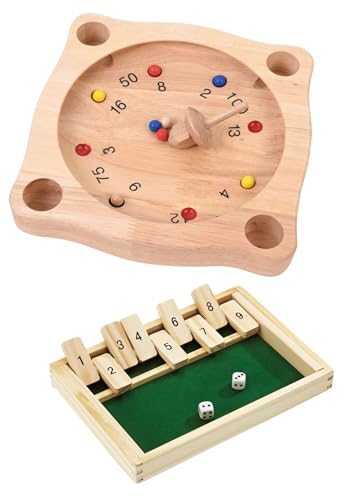 ToyToyToy Tiroler Roulette und Klappwürfelspiel Shut The Box Partyspiele im Set von ToyToyToy