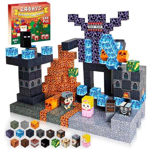 Adventskalender 2024 kinder Magnetische Bausteine Magnetic Building Blocks Baue Dunkel Burg 24 Überraschungen Dunkle Burg Weihnachten steht vor der Tür Spielzeug ab 4 5 6 7 8 9 10 Jungen von ToyUnited