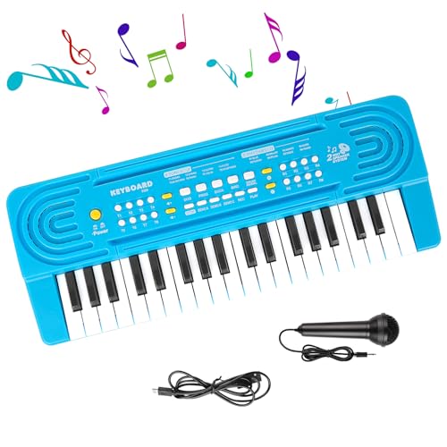 Keyboard Kinder mit Mikrofon, Multifunktions Kinder Klaviertastatur, 37 Tasten Elektronisches Klavier Tragbarer Musikinstrumente Musikspielzeug, Jungen Mädchen ab 3 4 5 6 jahre Lernspielzeug Geschenke von Toybloomer