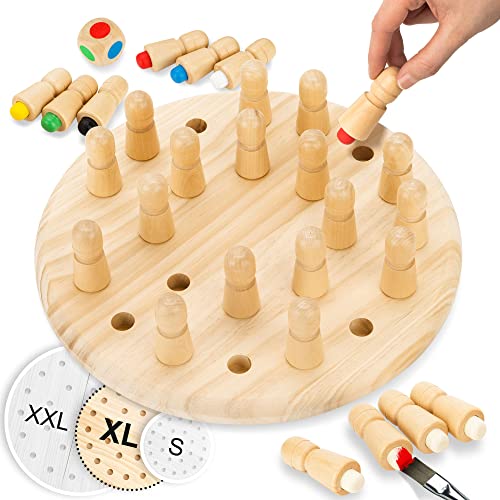 Toyfel Memory Schach ø30 cm Magnus Gedächtnisspiel aus Holz & Stoffbeutel Montessori Denkspiel für Erwachsene & Kinder Fördert Motorik & Logik Memory Spiel Robustes Gedächtnis Schach Outdoor Spiel von Toyfel