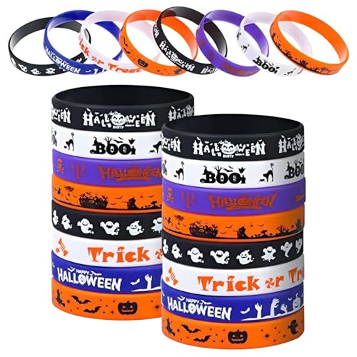 16 Stück Halloween Silikon Armbänder, Halloween Armband Halloween Muster Gummi Armbänder für Mitgebsel Party Geschenke Trick oder behandeln Goodie Bag Fillers Zubehör von Toyhood