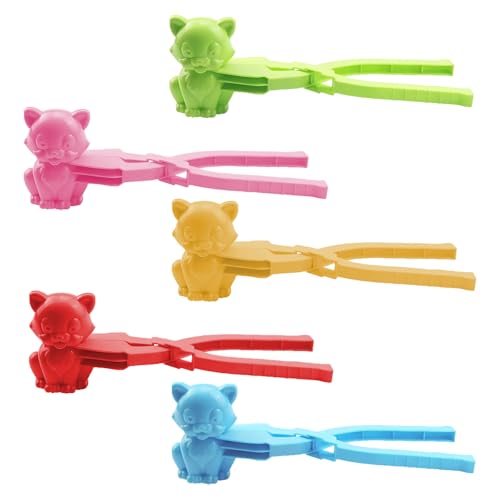 5 Stück Schneeball Maker Clips, Sushi Formen Reis Form Sand Lehm Form Werkzeuge Katze Geformt Schnee Ball Maker Clips Outdoor Snow Ball Maker Spielzeug für Kinder Erwachsene Snowball Fight von Toyhood