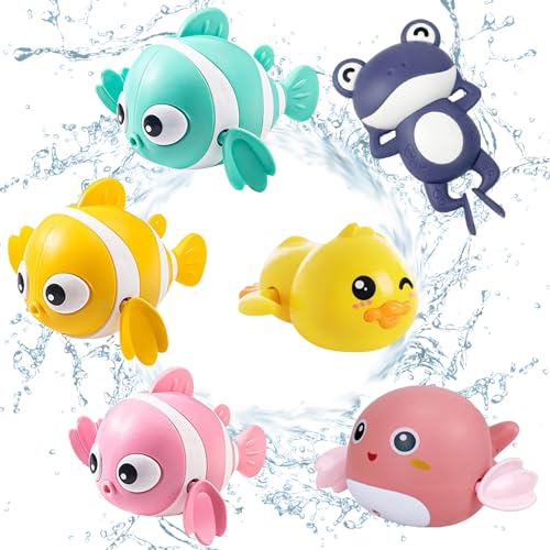 Baby Badespielzeug, 6 Stück Baby Badewanne Spielzeug Gummi Schwimmende Badespielzeug Wind-up Badewanne Spielzeug Kinder Badezimmer Dusche Spielzeug schwimmende Wasser Spielzeug für Kinder von Toyhood