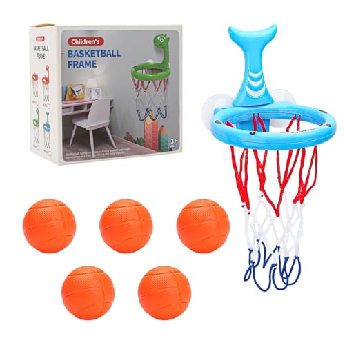 Badespielzeug, Badezimmer Basketballkorb Mini Basketballkorb mit 5 Bällen und Saugnapf Badewanne Basketballkorb Kinder Wasserspielzeug für Kinder Jungen Mädchen (Blau) von Toyhood