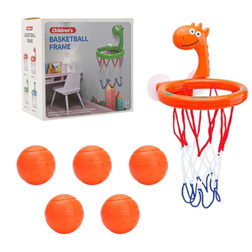 Badespielzeug, Badezimmer Basketballkorb Mini Basketballkorb mit 5 Bällen und Saugnapf Badewanne Basketballkorb Kinder Wasserspielzeug für Kinder Jungen Mädchen (Orange) von Toyhood