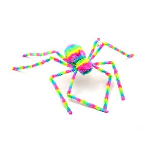 Halloween-Spinne, Bunte Haarige Spinne Realistische Riesenspinne Halloween Spinne Dekorationen Gruselige Spinnen Fake Große Spinne Requisiten für Halloween Karneval Indoor Outdoor Dekorationen (60cm) von Toyhood