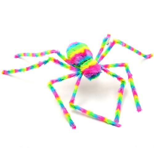 Halloween-Spinne, Bunte Haarige Spinne Realistische Riesenspinne Halloween Spinne Dekorationen Gruselige Spinnen Fake Große Spinne Requisiten für Halloween Karneval Indoor Outdoor Dekorationen (70cm) von Toyhood