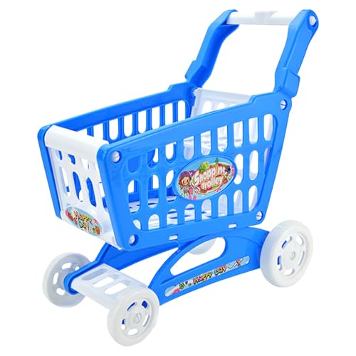 Mini Einkaufswagen für Kinder, Mini Kinder Einkaufswagen Trolley Supermarkt Spiel Set Mini Einkaufsladen Korb Zubehör Mini Einkaufs Warenkorb Vorstellungs Spiel Wagen für Kinder Junge Mädchen (Blau) von Toyhood