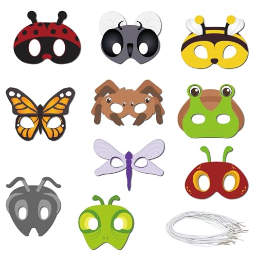 Toyhood 10 Stück Tiermaske, Papier Party Masken Tiermasken für Kinder Tier Papier Gesichtsmasken Masken Kinder Geburtstag für Maskerade Geburtstag Thema Party Favors Supplies (Insekten) von Toyhood