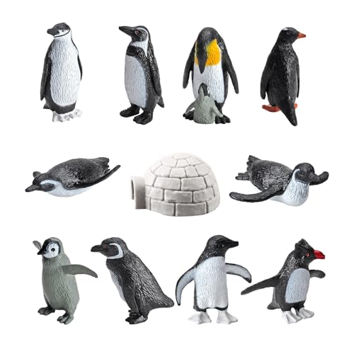 Toyhood 11 Stück Mini realistische Pinguin-Figuren, Polar Tier Spielzeugfiguren, Winter Tiere Miniatur Pinguin Modelle Spielzeug Set, Lernspielzeug Cake Toppers Garten Statue Landschaft Craft von Toyhood