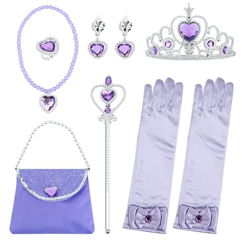 Toyhood 9 Stück Prinzessin Zubehör für Mädchen, Prinzessin Kostüm Dress Up Zubehör, Enthalten Krone, Handschuhe, Zauberstab, Halskette, Ring, Ohrring, Geldbeutel, für Cosplay Kleid Kostüme (Lila) Toyhood 9 Stück Prinzessin Zubehör für Mädchen, Prinzessin Kostüm Dress Up Zubehör, Enthalten Krone, Handschuhe, Zauberstab, Halskette, Ring, Ohrring, Geldbeutel, für Cosplay Kleid Kostüme (Lila) von Toyhood