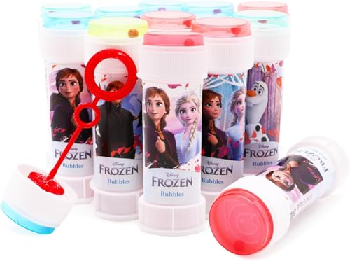 Toyland® 12er-Pack Frozen-Seifenblasen mit Zauberstäben, 60 ml Lösung und originellem Labyrinthdeckel – Taschengeld und Partytüten-Spielzeug von Toyland