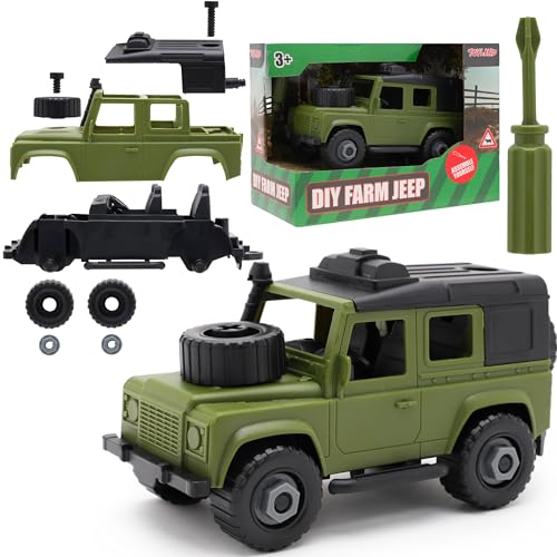 Toyland® 17 cm (7 Zoll) grüner DIY-Farm-Jeep mit Multifunktionsschraubendreher – Bauen Sie Ihren eigenen 4x4 – Spielzeugfahrzeuge von Toyland