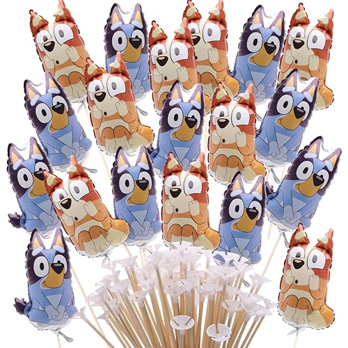 Toyland® 20er-Pack – Bluey & Bingo Mini-Charakterballons – Stäbe und Becher inklusive – Geburtstagsparty-Dekoration von Toyland