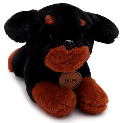 Toyland® 25 cm (10 Zoll) Diesel der Rottweiler Plüschhund – liegender Plüschhund – Geeignet ab Geburt von Toyland