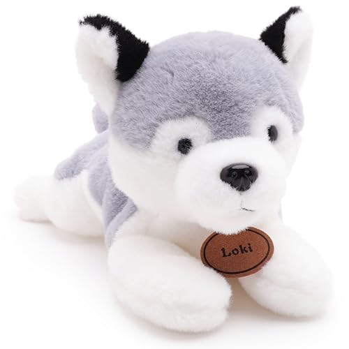 Toyland® 25 cm (10 Zoll) Loki der Husky Plüschtier – liegender Plüschhund – Geeignet ab Geburt von Toyland