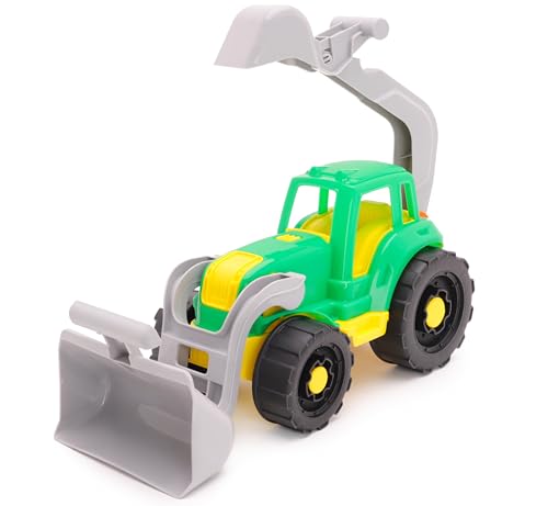 Toyland® 35cm (14") großes Baggerlader-Fahrzeug – beweglicher Frontlader und Bagger – Landwirtschafts- und Bauspielzeug von Toyland