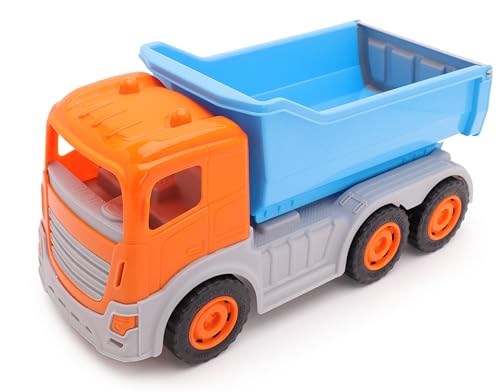 Toyland® 35cm (13,7 Zoll) Blau-Orangefarbener Muldenkipper mit Beweglichen Rädern und Anhebbarer Heckklappe – Spielzeug-Baufahrzeuge von Toyland