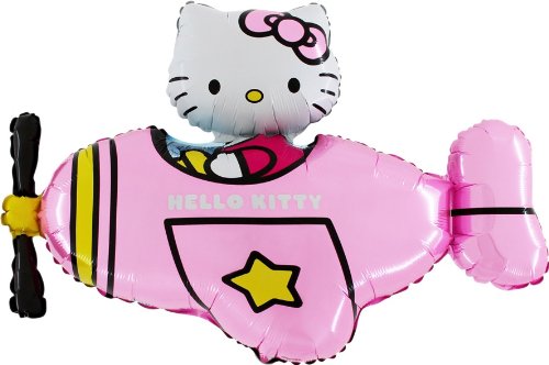 Toyland® 37" Hello Kitty im rosa Flugzeug-Folienballon - Partydekorationen von Toyland