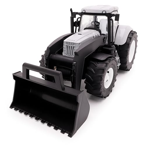 Toyland® 39 cm (15 Zoll) Grauer Traktor mit zu öffnenden Türen und anhebbarem Frontlader – Maßstab 1:16 – Spielzeug-Landwirtschaftsfahrzeuge von Toyland