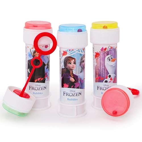 Toyland® 3er-Pack Seifenblasenbehälter mit Zauberstäben, 60 ml Lösung und originellem Labyrinthdeckel – Taschengeld und Partytütenspielzeug (Frozen) von Toyland