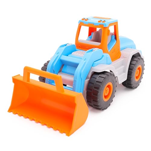 Toyland® 40 cm (16 Zoll) blau-orangefarbener Bulldozer mit beweglichen Rädern und anhebbarem Frontlader – Spielzeug-Baufahrzeuge von Toyland