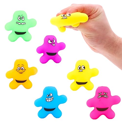 Toyland® 4er-Pack – 6 cm (2 Zoll) Verschiedene neonfarbene Miniatur-Splatmen – Squishy-Dehnspielzeug – 4 zufällig ausgewählt – neuartiges Zappelspielzeug von Toyland