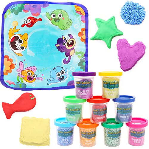 Toyland® Baby Shark's Big Show Touch & Feel Spielset - Unordentliche Spielmatte enthalten - Sensorisches Spielzeug für Kinder von Toyland