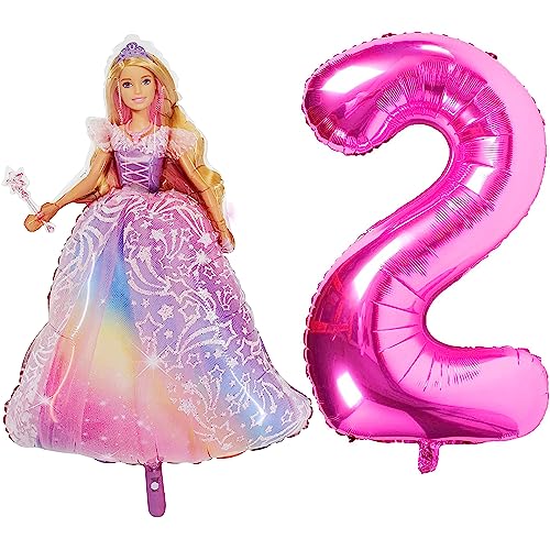 Toyland® Barbie-Folienballon-Set – 1 x 42-Zoll-Ballon in Charakterform und 1 x 40-Zoll-Zahlenballon – Partydekorationen für Kinder von Toyland