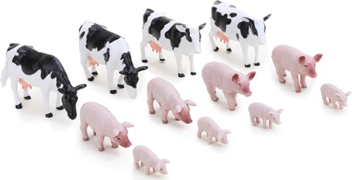 Toyland® Bauernhof-Tiere-Set im Maßstab 1:32 – The Farm Collection – Bauernhof-Tiere zum Sammeln (12-teilige Kühe und Schweine) von Toyland