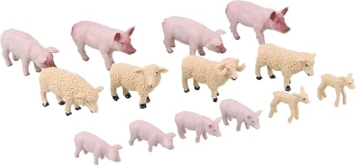 Toyland® Bauernhoftier-Set im Maßstab 1:32 – The Farm Collection – Bauernhoftiere zum Sammeln – (14-TEILIGE Schweine, Ferkel, LÄMMER UND Schafe) von Toyland