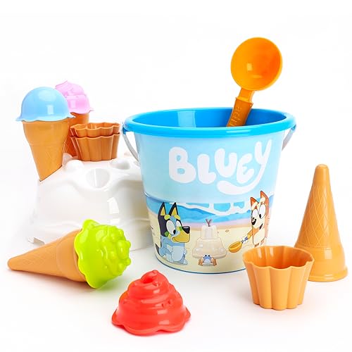 Toyland® Bluey & Bingo 14-teiliges Eimer- und Schaufelset mit Eistüten – Sand- und Wasserspiele – Strandspielzeug von Toyland