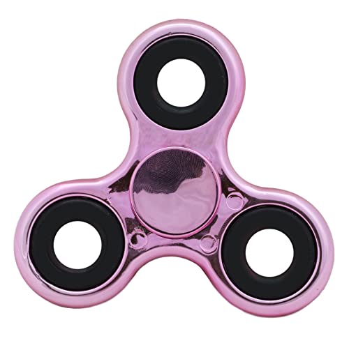 Toyland® Fidget Hand Spinner – Linderung von Stress und Angst (Metallic Baby Pink & Black Rings) von Toyland