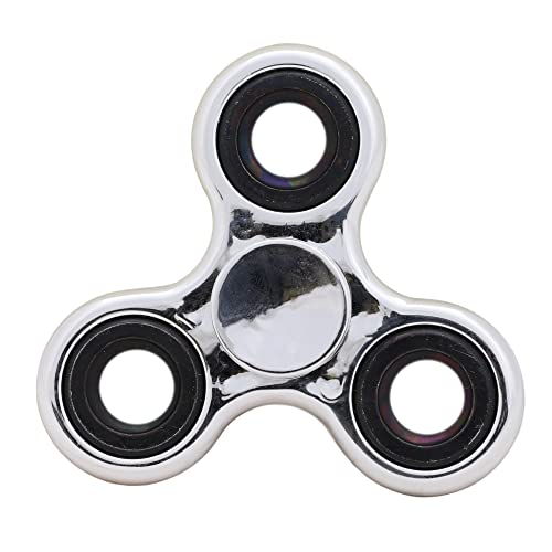 Toyland® Fidget Hand Spinner – Linderung von Stress und Angst (Metallic Silver & Black Rings) von Toyland