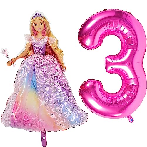 Toyland® Barbie-Folienballon-Set – 1 x 42-Zoll-Ballon in Charakterform und 1 x 40-Zoll-Zahlenballon – Partydekorationen für Kinder von Toyland