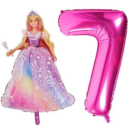 Toyland® Barbie-Folienballon-Set – 1 x 42-Zoll-Ballon in Charakterform und 1 x 40-Zoll-Zahlenballon – Partydekorationen für Kinder von Toyland