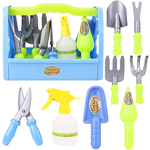 Toyland® Little Gardeners 9-teiliges Gartenwerkzeug-Set – beinhaltet: 1 x Tragetasche, 1 x Wassersprüher, 1 x Schere und 6 Verschiedene Rechen, Schaufeln und Gabeln von Toyland