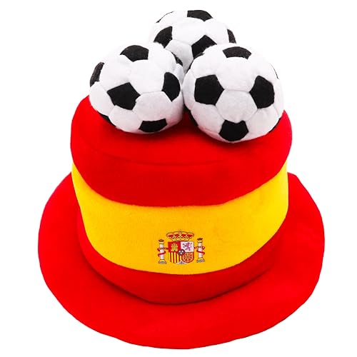 Toyland® Neuheits-Fußballfan-Zylinder mit Spanien-Flagge und 3D-Fußbällen – Perfekt für Europameisterschaften/Weltmeisterschafts/Fußballpartys und Spanische Feiern – 8 Länder Verfügbar von Toyland