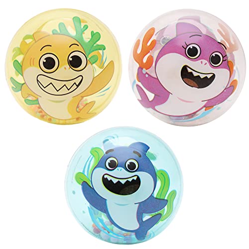 Toyland® Packung mit 3 Baby Shark 8 cm Leucht- und Schüttelbällen – Baby Shark Babyspielzeug – sensorisches Spielzeug für Kleinkinder – Geeignet ab der Geburt von Toyland