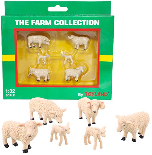 Toyland® Packung mit 6 Tierfiguren im Maßstab 1:32 für Schafe und Lämmer - The Farm Collection - Sammelbare Tierfiguren von Toyland