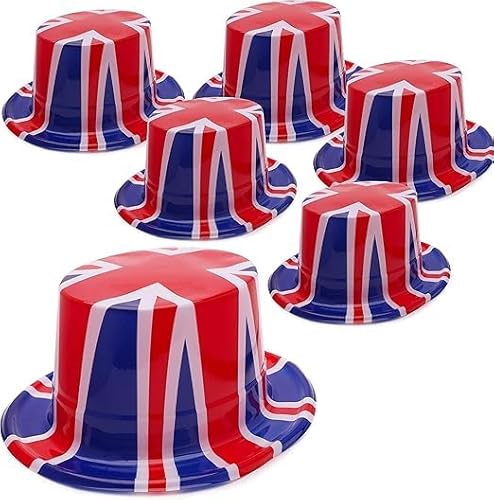 Toyland® Packung mit 6 – Union Jack-Zylinder aus Kunststoff – Einheitsgröße – Seine Majestät König Karl der III. Krönung britische Dekorationen von Toyland