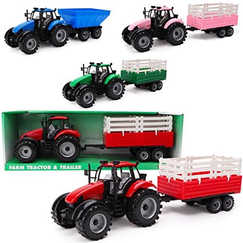 Toyland® Reibungsbetriebener Traktor mit Anhänger - Boys Farm Toys (Rot) von Toyland