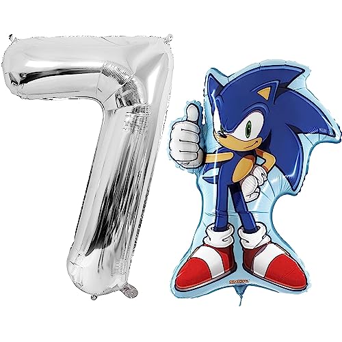 Toyland® Sonic The Hedgehog Folienballon-Set – 1 x 29-Zoll-Ballon in Charakterform und 1 x 40-Zoll-Zahlenballon – Partydekorationen für Kinder von Toyland