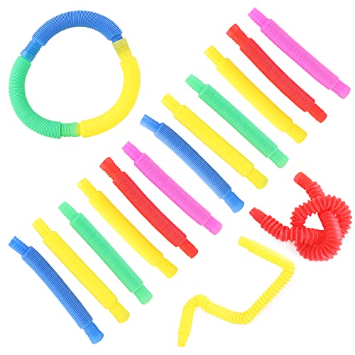 Toyland® Twisted Tubes Ultimate Bundle (12er-Pack) 4 x Gelb, 2 x Blau, 2 x Pink, 2 x Rot, 2 x Grün – sensorisches lustiges Fidget-Spielzeug – Partytütenfüller – ab 3 Jahren von Toyland