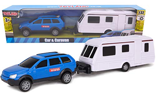 Toyland Car & Caravan Set aus zum Mitnehmen - Maßstab 1:32 (Blau) von Toyland